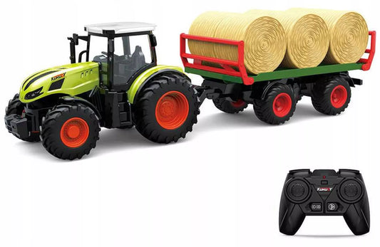 Nuotoliniu būdu valdomas traktorius su ryšuliais ir priekaba RC 1:24