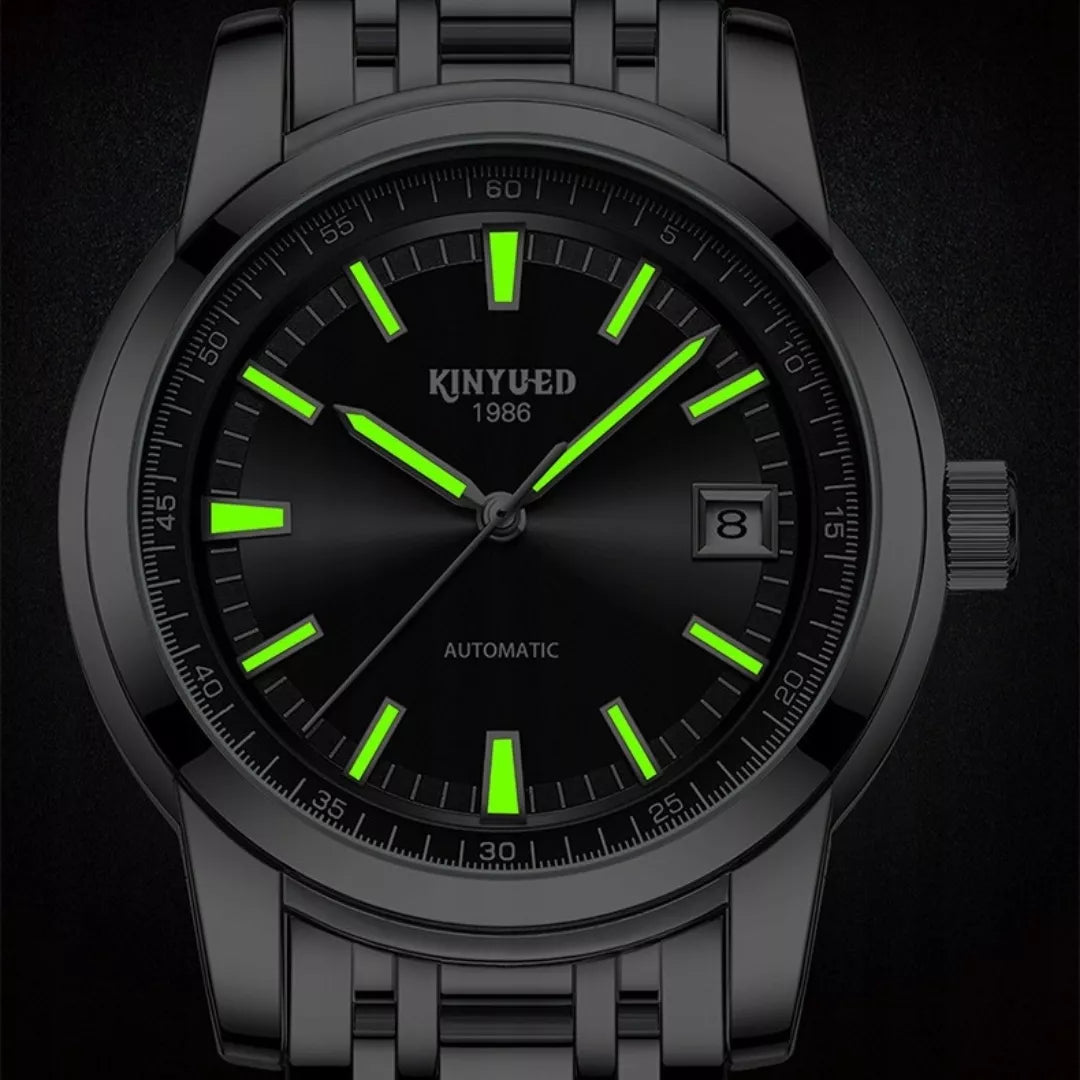 Vyriškas automatinis mechaninis prabangus laikrodis su datos rodikliu + dėžutė