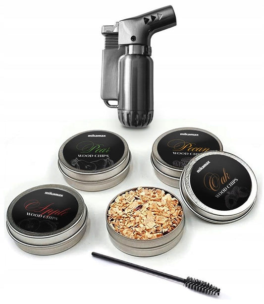 RŪKYMO RINKINYS WHISKY SMOKER + MEDIENOS DROŽLĖS - DOVANA VAIKINUI, VYrui