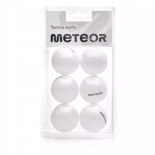 Stalo teniso kamuoliukų rinkinys METEOR, 6 vnt., balti