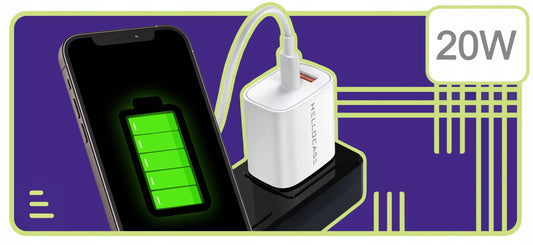 Rinkinys | Greitas sieninis USB TYPE-C įkroviklis + TYPE C laidas | PD20W 3000mA