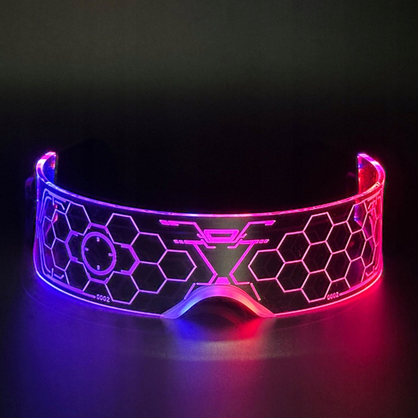 RGB LED akiniai, šviečiantys 7 spalvomis, vakarėliui, "Cyberpunk", neoniniai, festivaliui