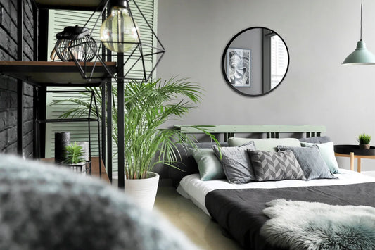 Apvalus sieninis veidrodis „Loft“ su stikliniu rėmeliu, 60 cm