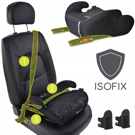 Automobilinė kėdutė-paaukštinimas Lorelli COSMOS, ISOFIX, i-Size, 125-150 cm, žalia
