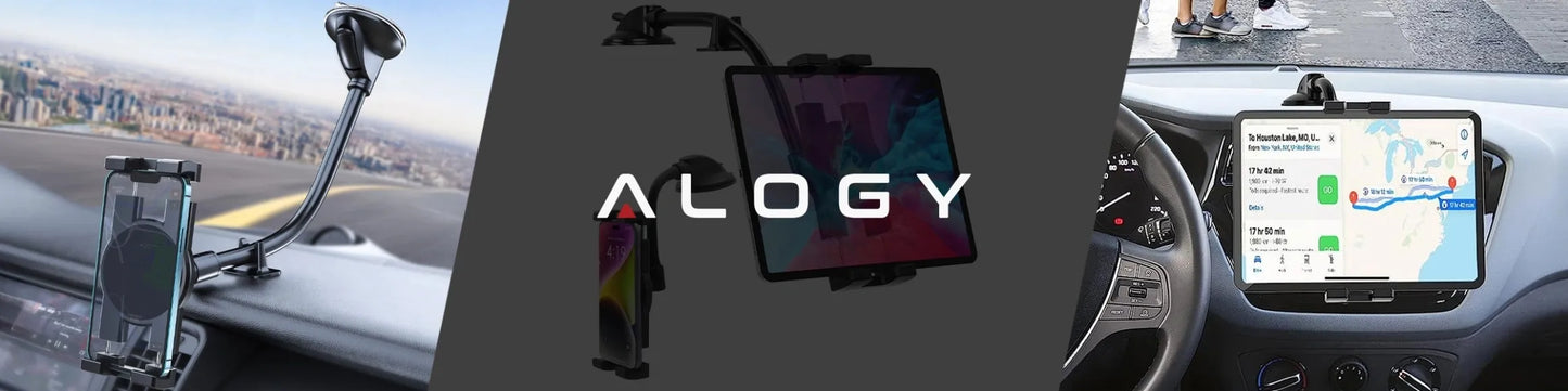 Automobilinis laikiklis telefonui planšetei ant stiklo ir prietaisų skydelio Alogy SteadyRide™ Juodas