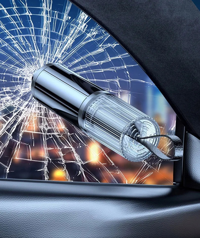 Automobilinis saugos plaktukas langams daužyti ir saugos diržams pjauti - raktų pakabukas