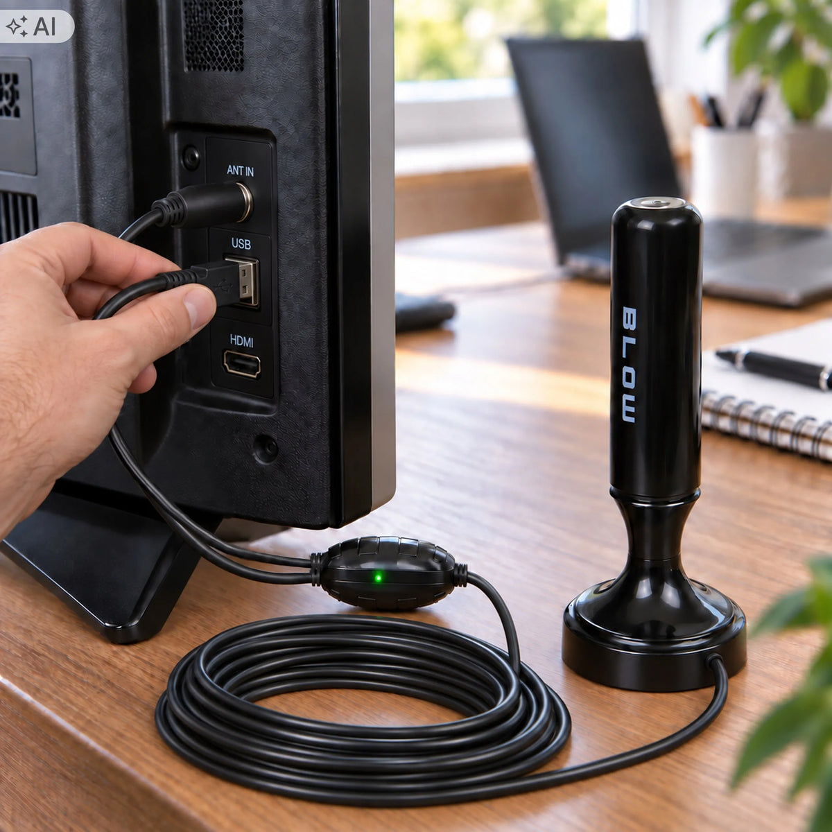 BLOW ATD40 aktyvioji kambarinė antena DVB-T2 televizoriui, 4K, MUX-8, LTE filtras