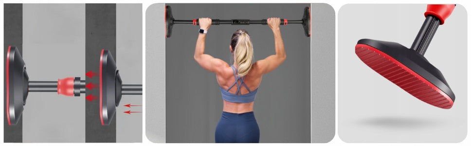 Sustiprintas prispaudžiamas strypas traukimams ir pratimams, 70-90 cm, tvirtas, juodas