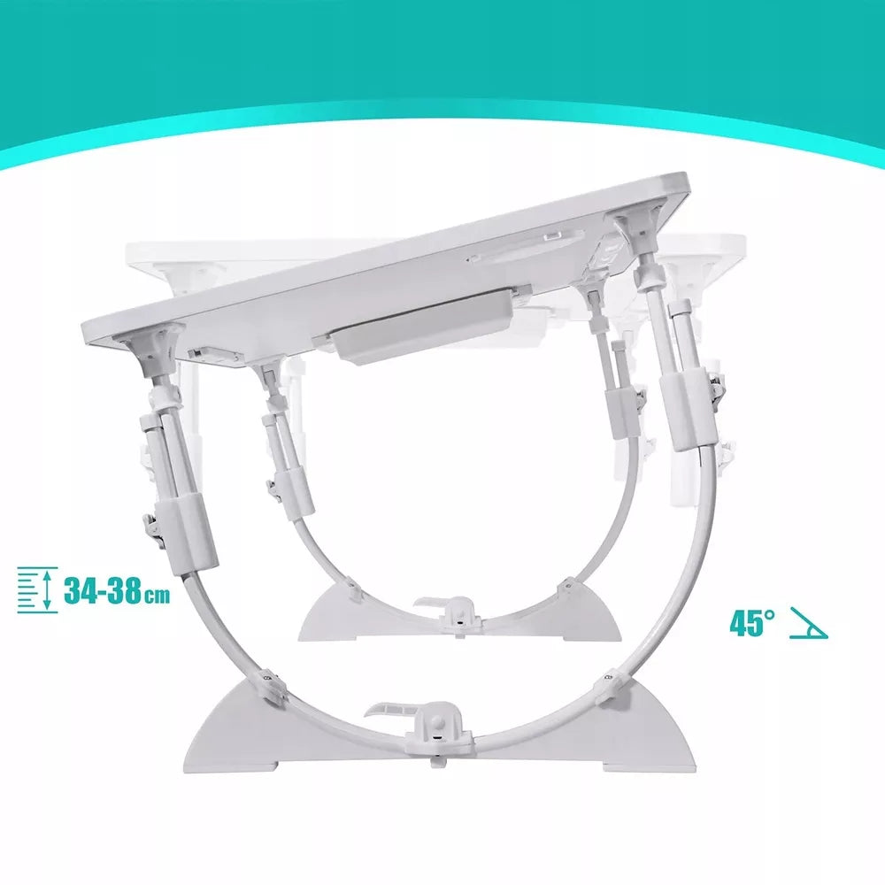SUDĖLIOJAMAS NEŠIOJAMOJO KOMPIUTERIO STALELIS, REGULIUOJAMAS 45°, MOBILUS STOVAS LOVAI