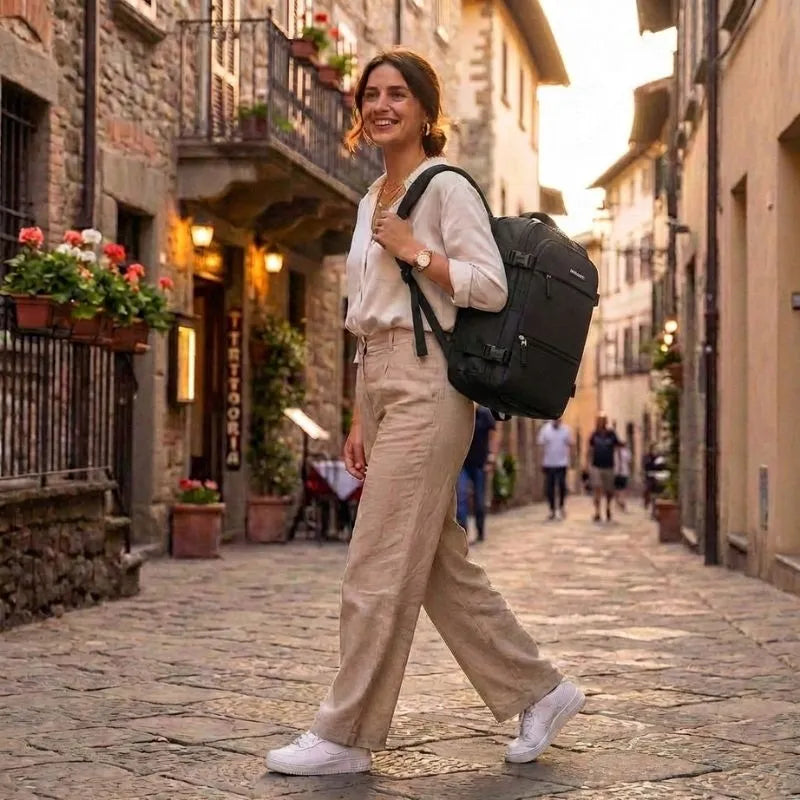 Daugiafunkcė kelioninė kuprinė lėktuvui Paolo Peruzzi, juoda