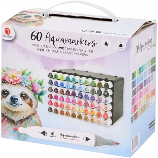 „DecoTime“ dvipusiai akvareliniai markeriai „Brush & Fine“, 60 vnt., 51-0