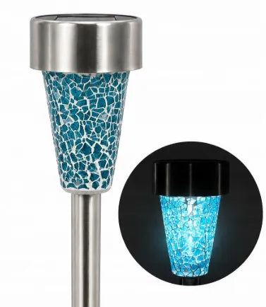 Dekoracinis saulės energija maitinamas LED šviestuvas Gardenic Mozaika, mėlynas stiklas, 37 cm