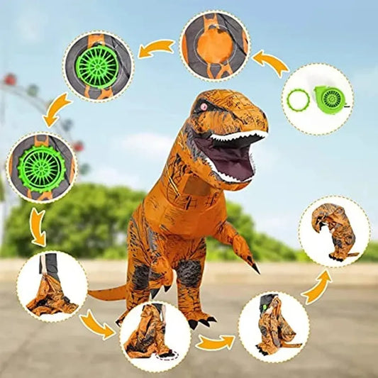 Dinozauro kostiumas karnavalui, pripučiamas T-Rex apranga suaugusiesiems, dydis XL