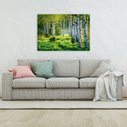 Drobės paveikslas sienai „Las Natura Widok“, miško peizažas, 80 × 60 cm, Wallarena
