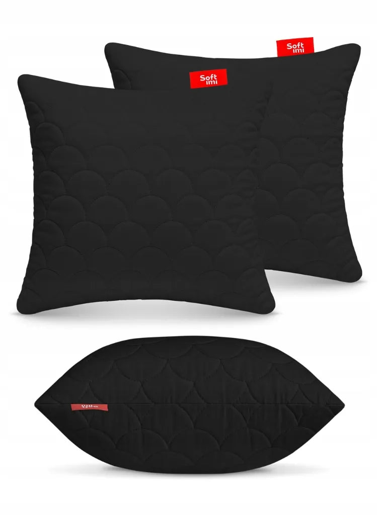 Hipoalergeninė pagalvė 2x45x45 cm miego komplektas dygsniuota juoda lenkiška