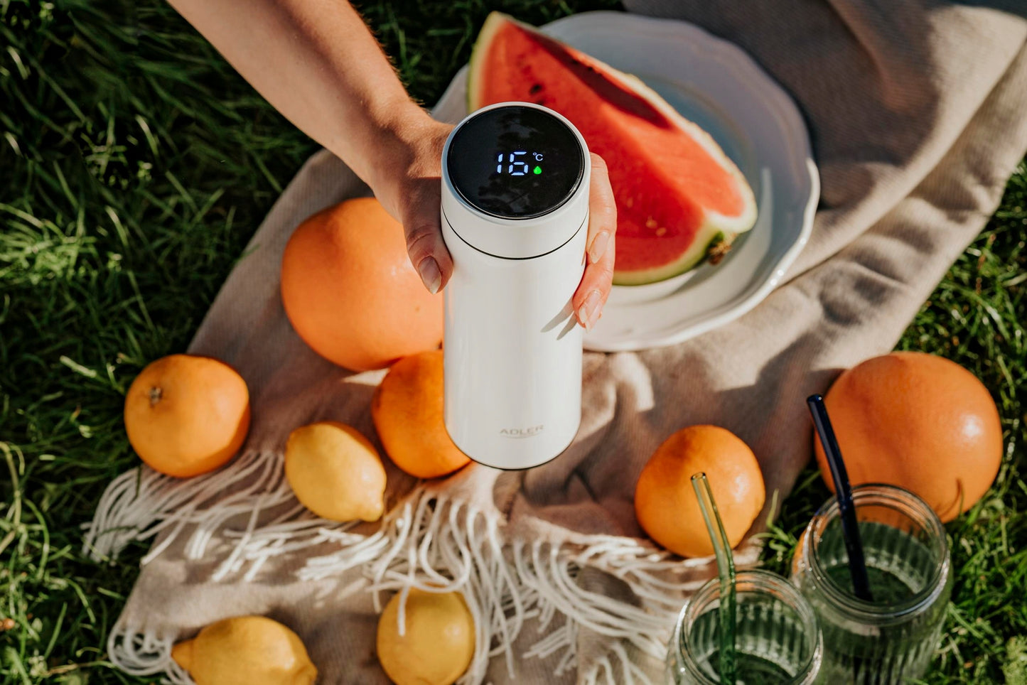 Terminis kavos puodelis su LED ekranu ir sieteliu, 473 ml