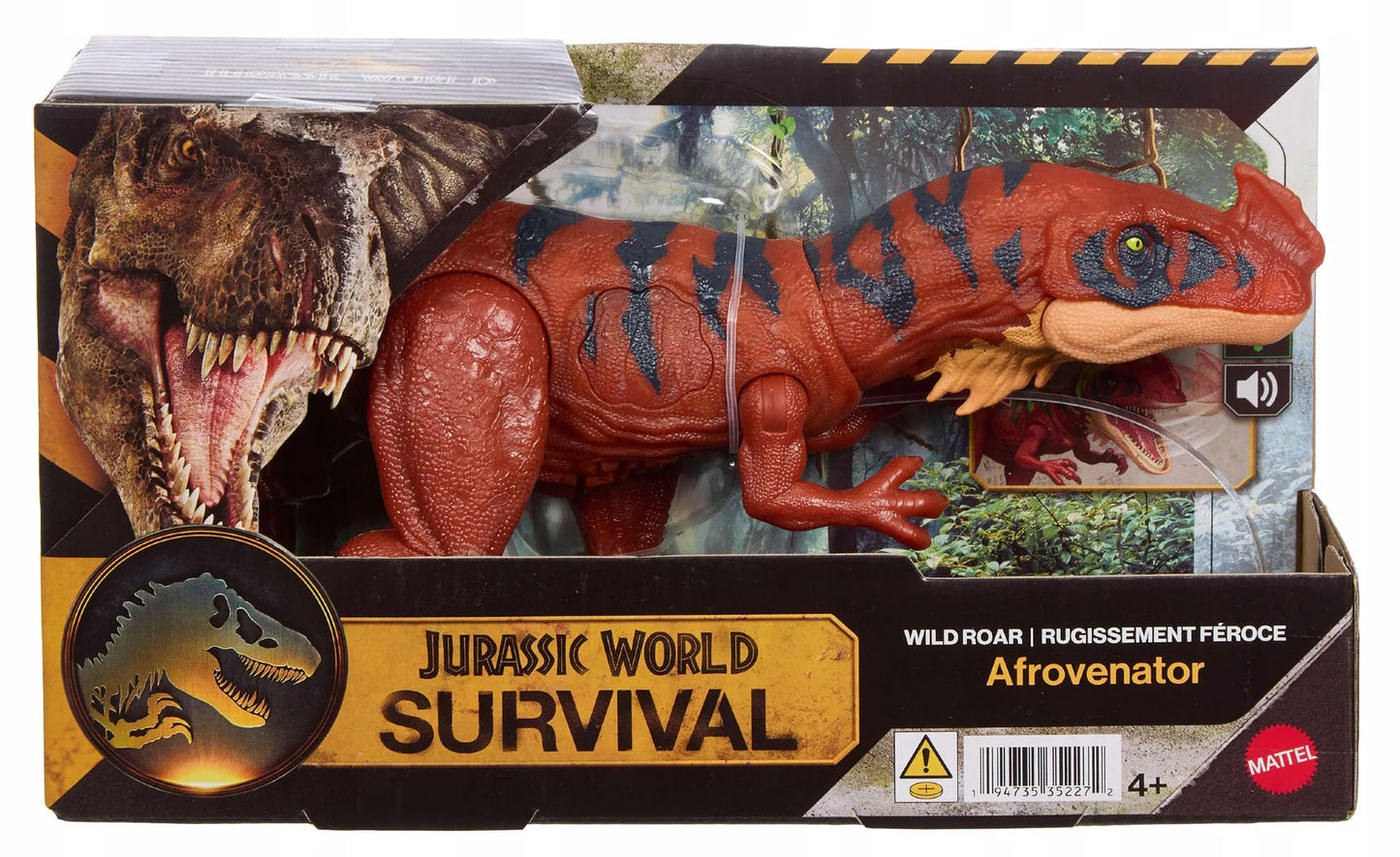 Interaktyvi figūrėlė Jurassic World riaumojantis Afrovenator su šviesos ir garso efektais