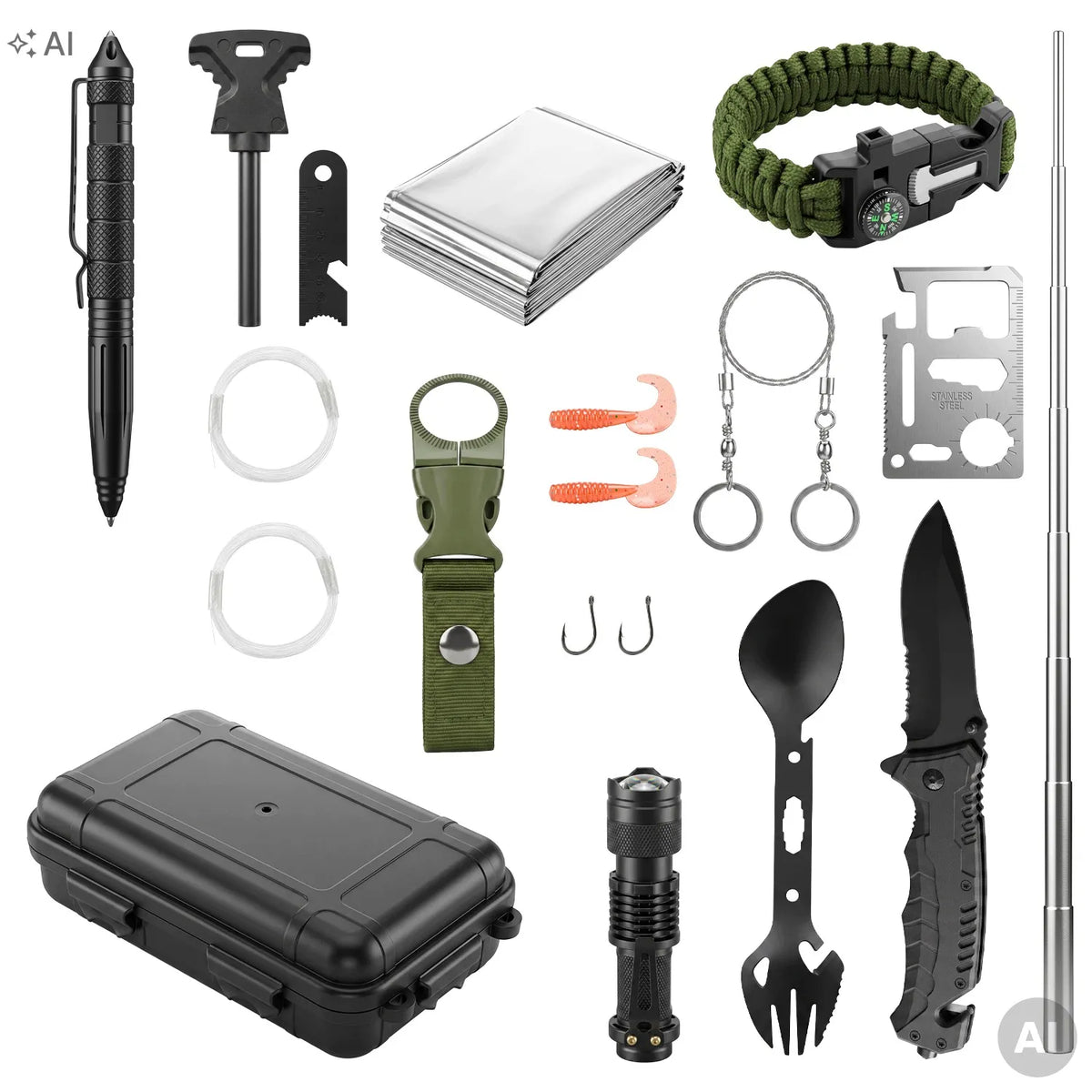 Interlook daugiafunkcis išgyvenimo rinkinys 50 viename su dėklu