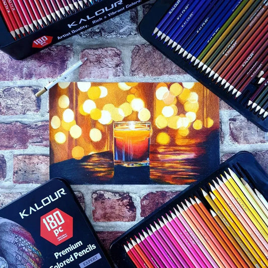 „Kalour“ didelis 180 spalvų pieštukų rinkinys metaliniame dėkle, piešimui, dovana