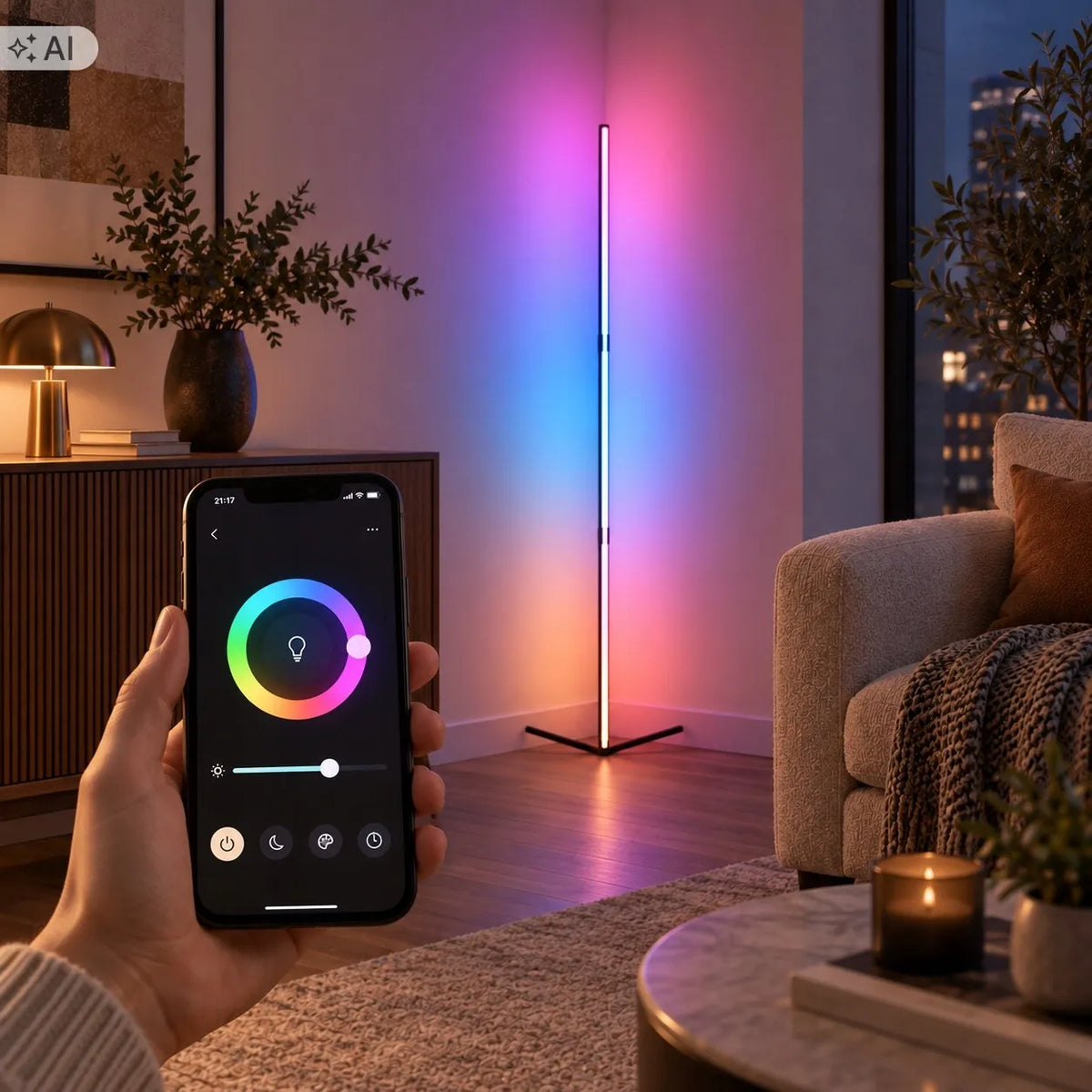 Kampinis LED toršeras „Masterled“ 9 W, 350 lm, RGB CCT, 180°, išmanusis, „Wi-Fi“, su nuotolinio valdymo pulteliu, 140 cm