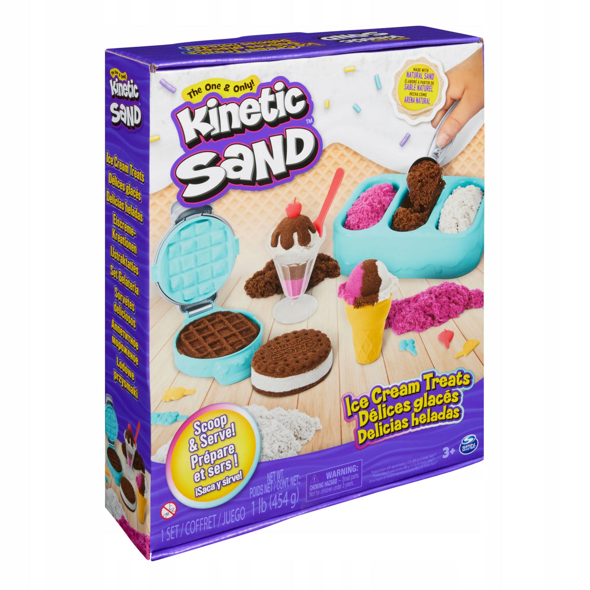 Kinetic Sand ledų gardumynų ledainė – kvapnus kinetinis smėlis, 3 spalvos