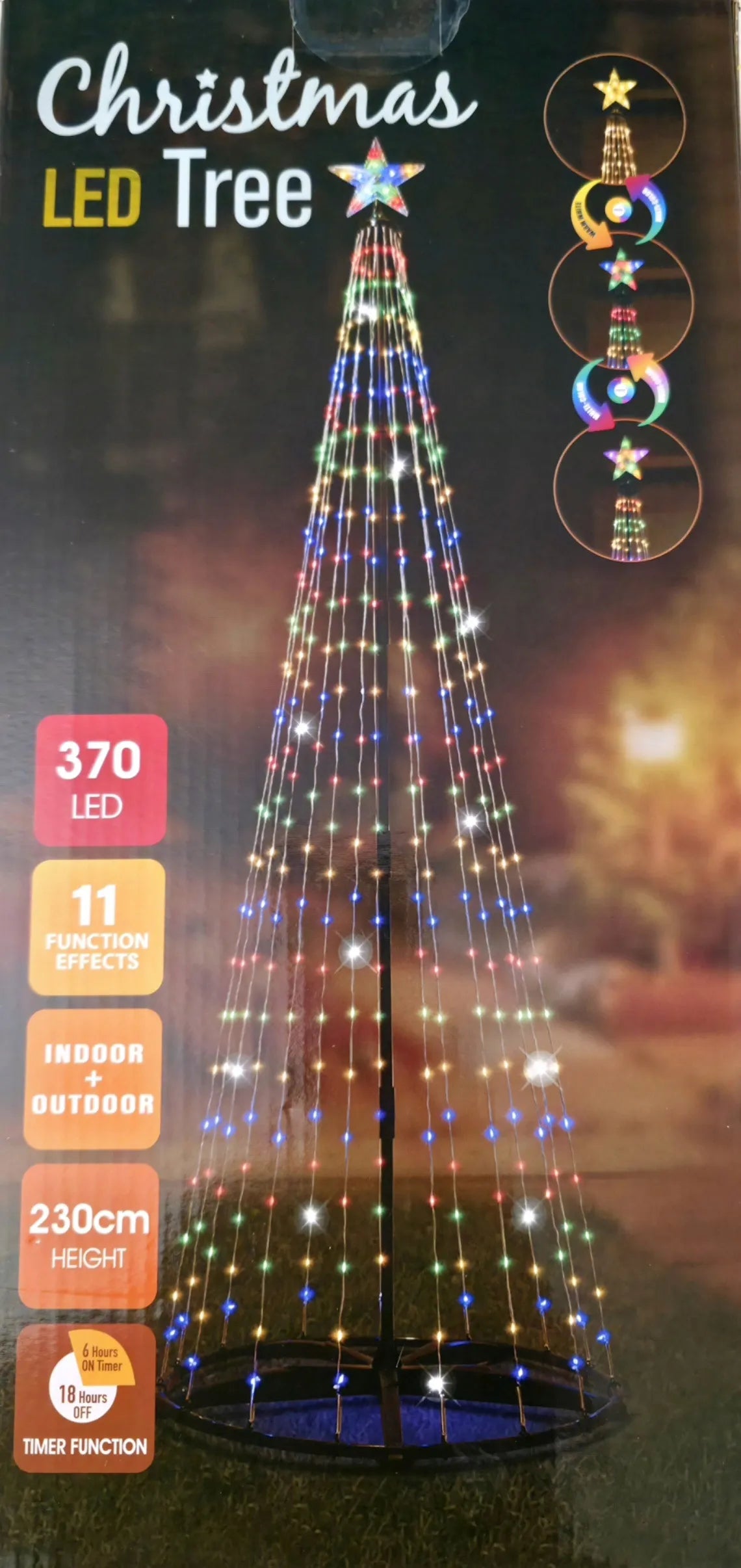 Lauko LED kalėdinė eglutė, 370 LED, 230 cm