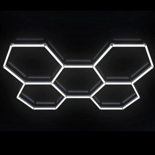 LED lubinis šviestuvas HEXAGON 5 plokštė baltas garažui 4000K
