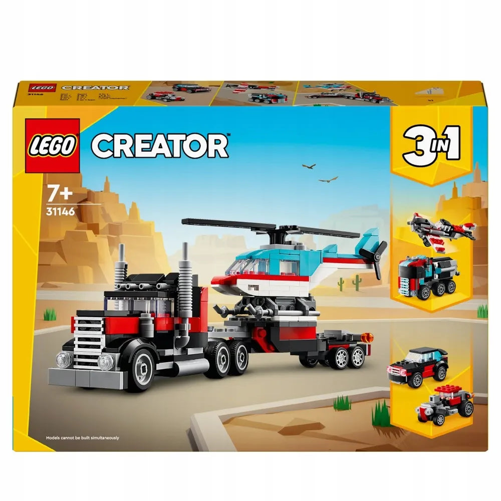 LEGO Creator 3 viename Sunkvežimis su platforma ir sraigtasparniu 31146