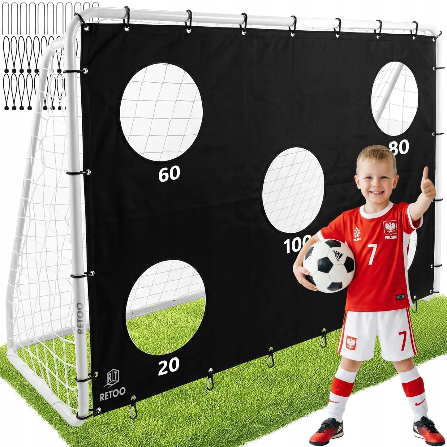 METALINIAI FUTBOLO VARTAI 240 × 170 CM SU TAIKLUMO TRENIRUOČIŲ SIENA, DR322