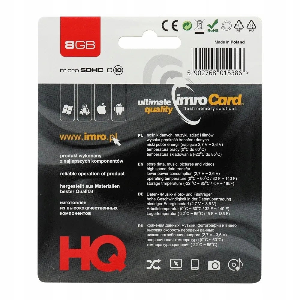 microSD kortelė IMRO 10/8G 8 GB