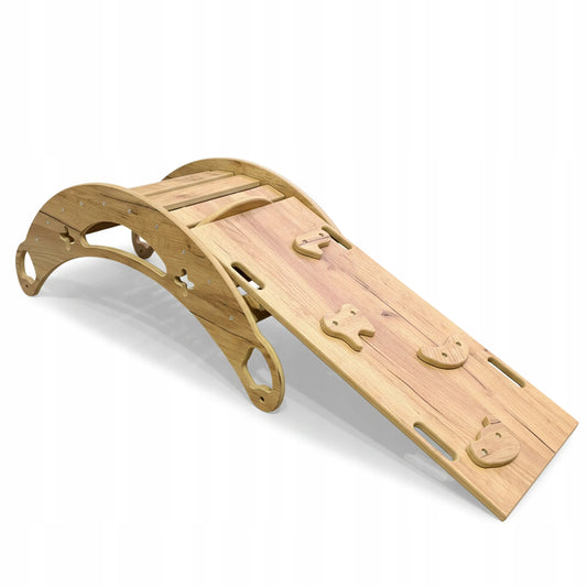 „Montessori“ supamasis žaislas vaikams 3 viename su pagalvėle, čiuožykla ir laipiojimo sienele, Wood Style