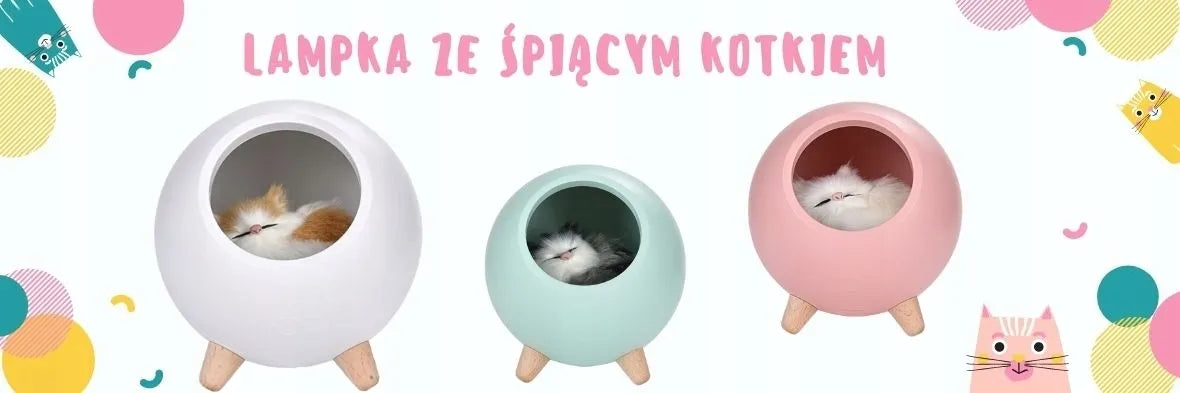 Naktinė lempa su kačiuku vaikams ant stalo berniukui žalsva