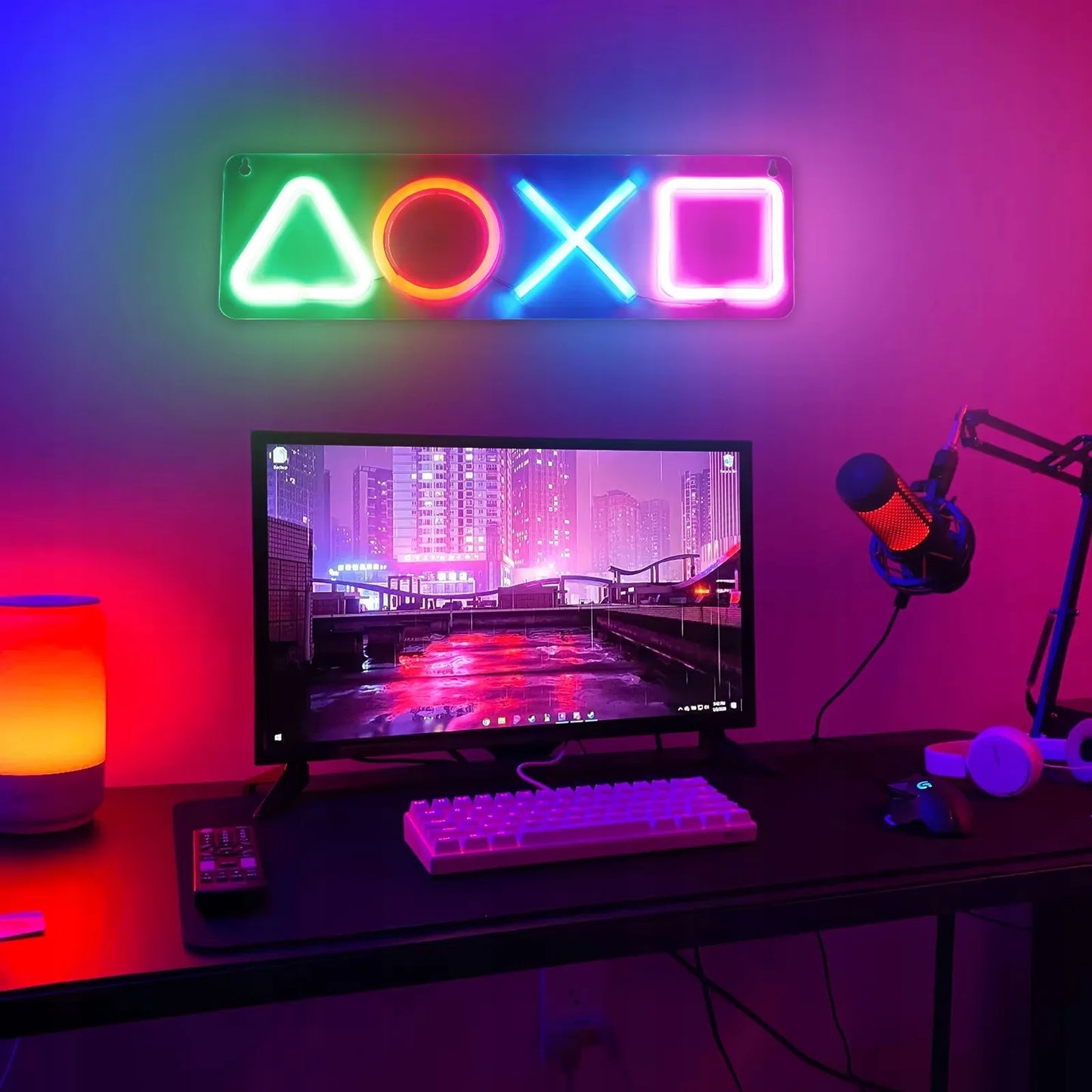 Playstation Ikons LED neoninė lempa, didelė 42 cm x 12,5 cm