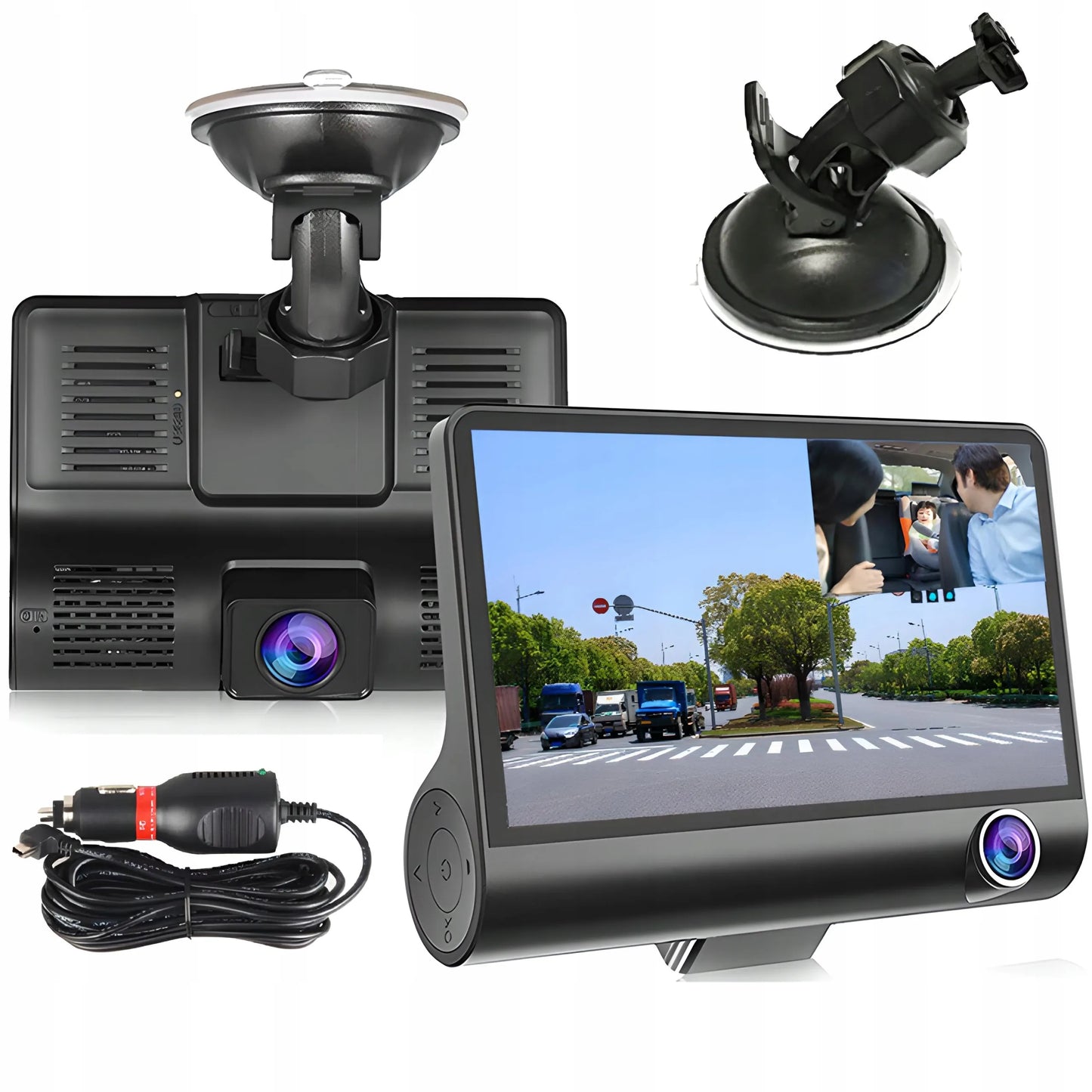 RETOO automobilinis vaizdo registratorius M038 5Mpx 3 kamerų Full HD + galinio vaizdo kamera