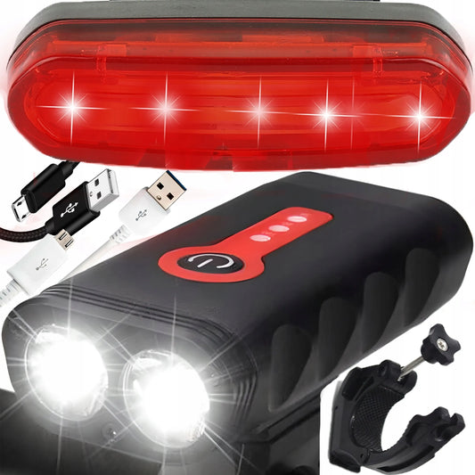 RETOO galingas LED dviračio žibintų komplektas 1800LM, priekinis ir galinis