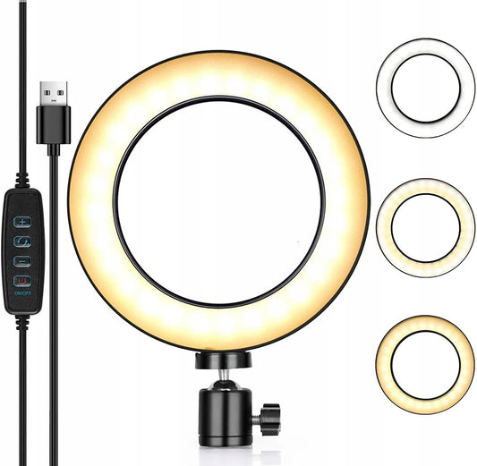 RETOO LED žiedinė asmenukių lempa makiažui su stovu, skirta nuotraukoms ir vaizdo įrašams, USB