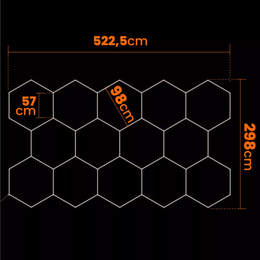„Smartled“ LED Hexagon lubinis šviestuvas 522 × 298 cm garažui ir dirbtuvei