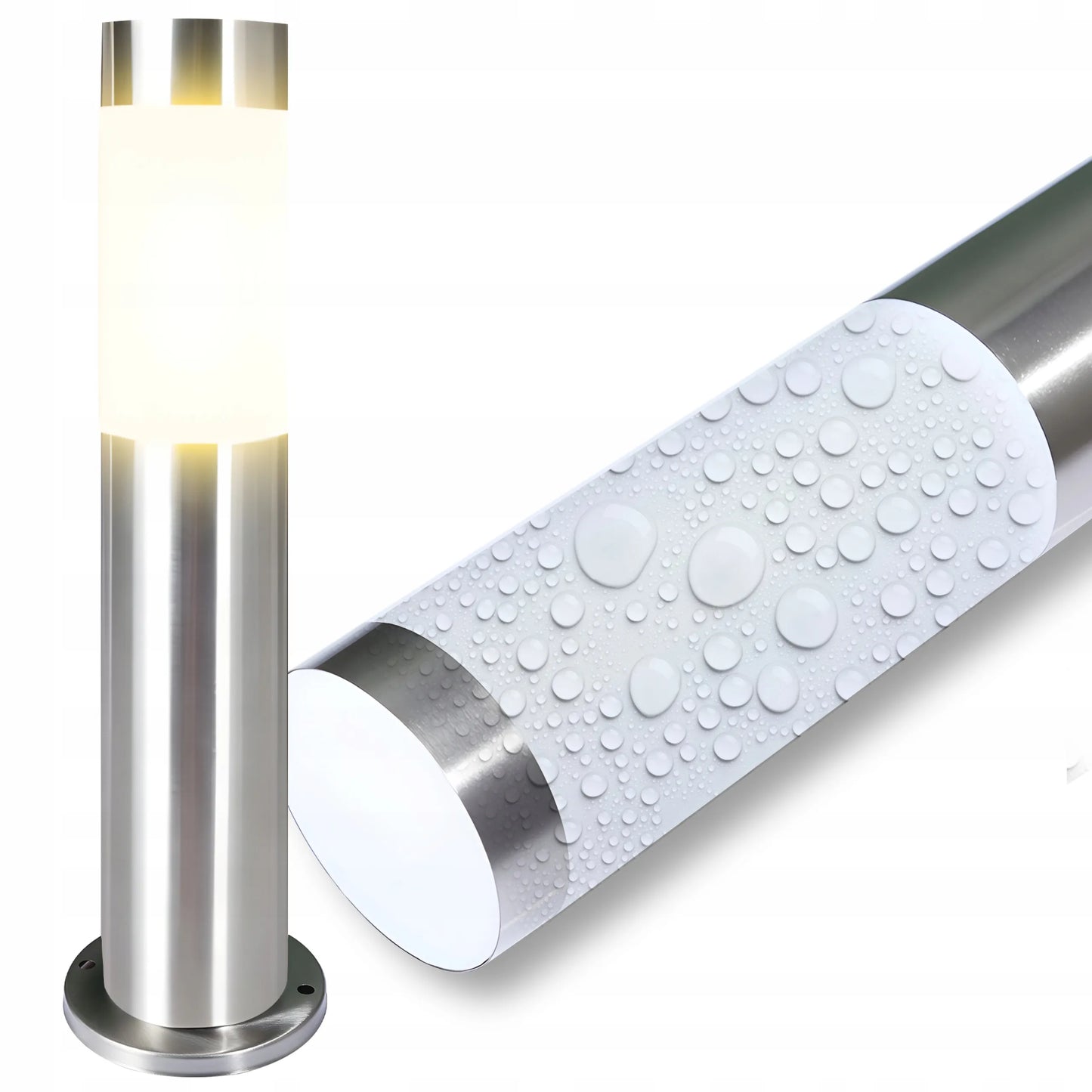 Sodo LED šviestuvas-stulpelis RETOO E27, pastatomas, lauko, apvalus, 45 cm, sidabrinis
