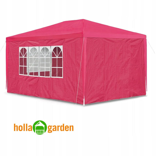 SODO PAVILIONAS PREKYBOS PALAPINĖ 3x4 m + 4 SIENELĖS LANGAI RAUDONAS TVIRTAS