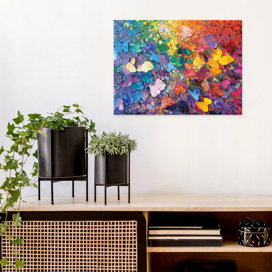 Spalvingas abstraktus paveikslas svetainei, miegamajam ir virtuvei ant drobės, 100 × 70 cm