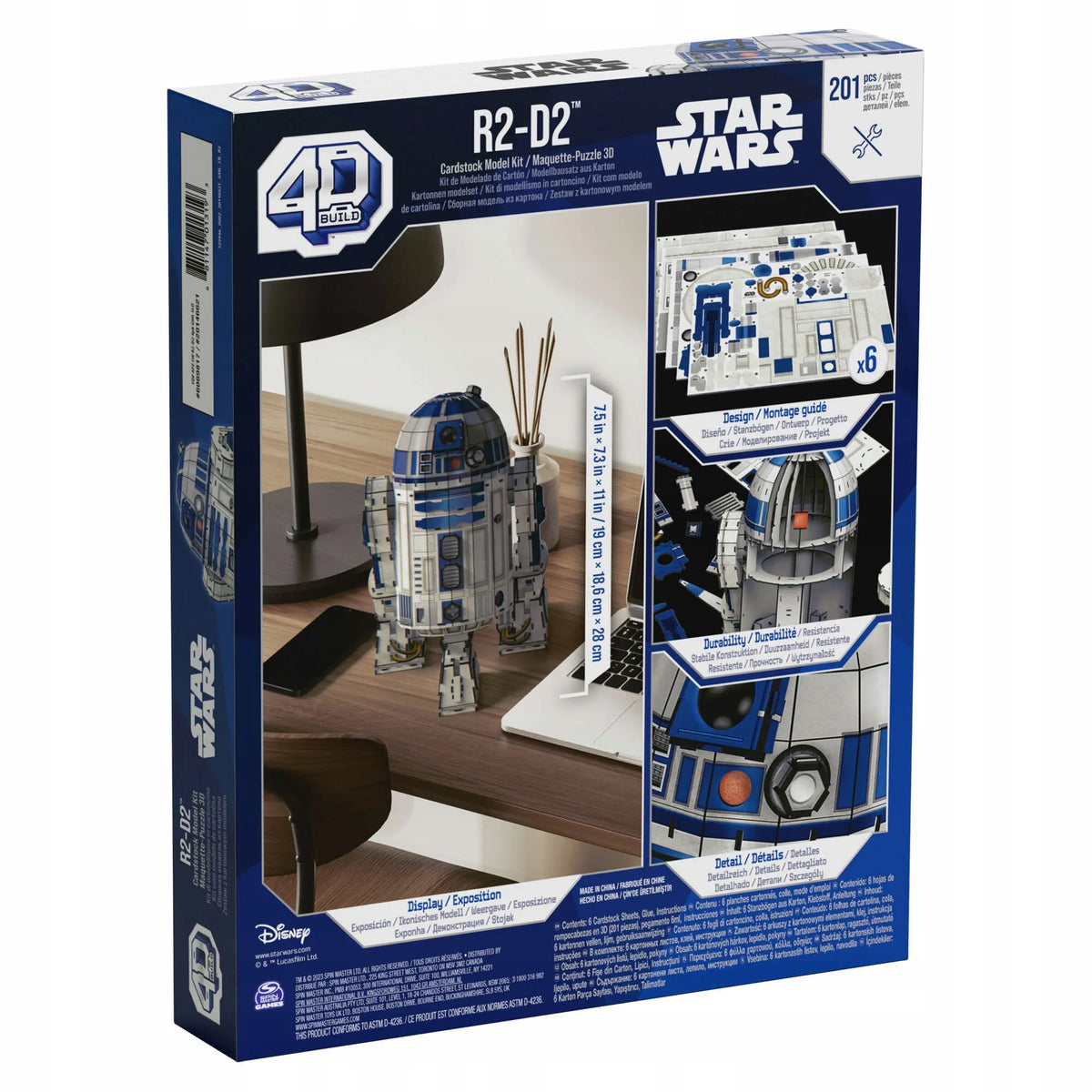 „Star Wars“ R2-D2 3D modelio dėlionė, 201 elementas, „4D Build“