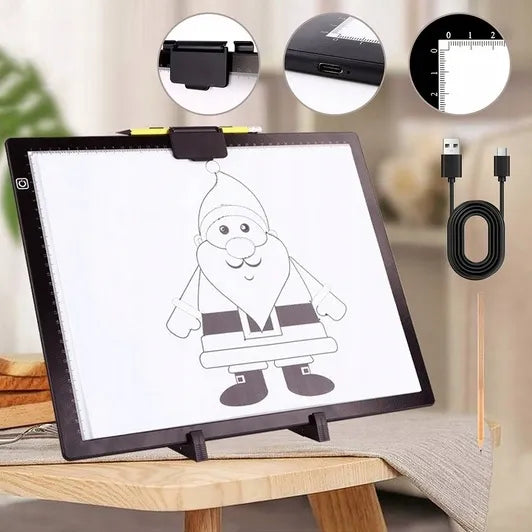 Šviečianti piešimo lenta Crafts & Co A3 su magnetiniu spaustuku