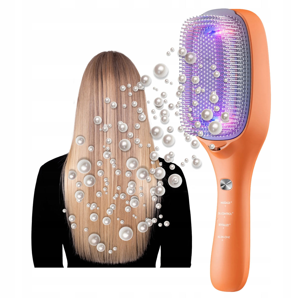 TOUCHBeauty Vita plaukų šepetys su lazerio ir LED šviesos terapija, skirtas galvos odos masažui