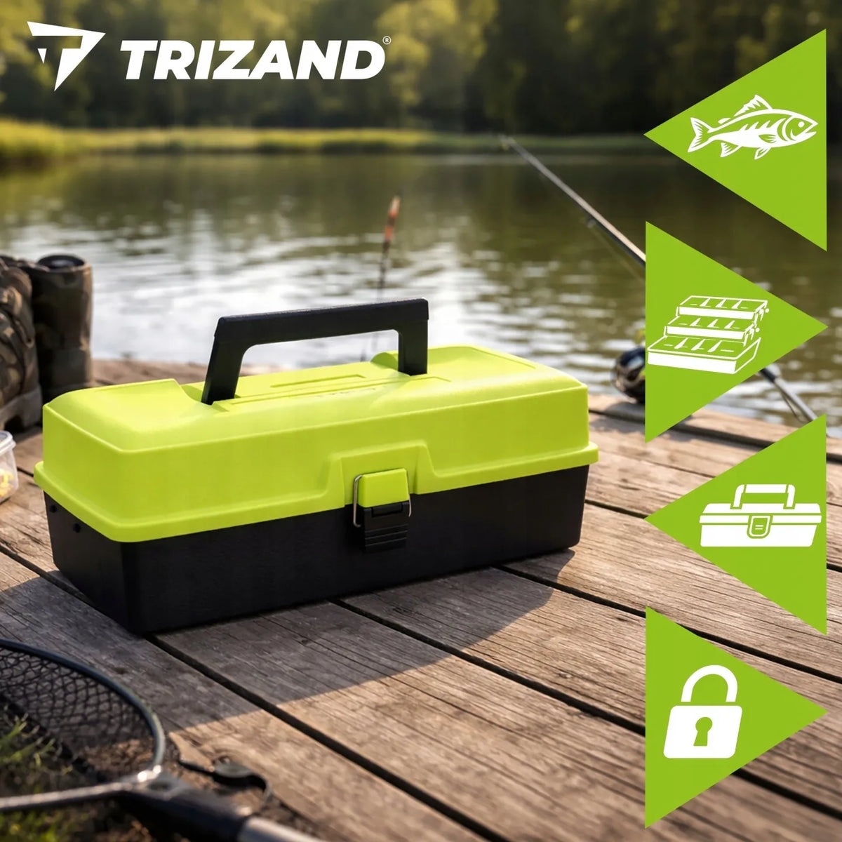 „Trizand“ žvejybos reikmenų dėžė-organizatorius, didelis rinkinys