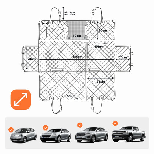 Universali Ragi automobilinė patiesalinė šuniui, 4 viename