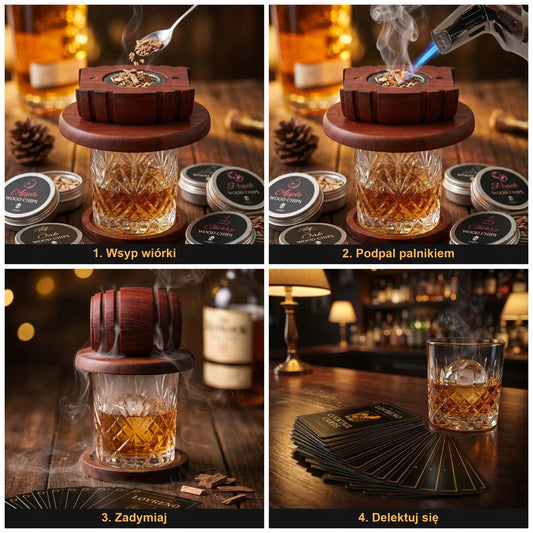 Viskio rūkymo rinkinys Smoker, 6 skoniai, degiklis, dovana vyrui