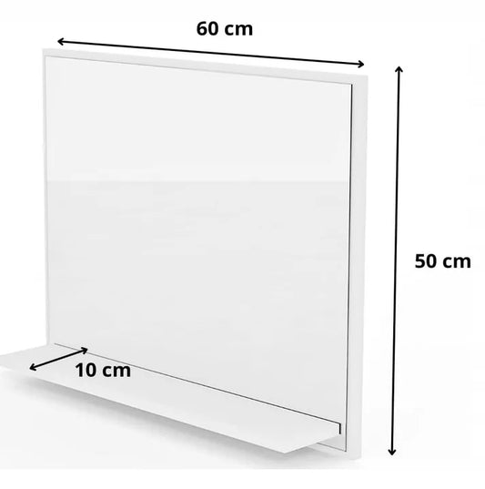 Vonios kambario veidrodis su lentyna 60x50 PREMIUM – baltas