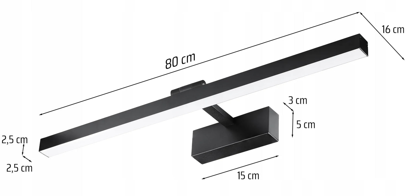 Vonios LED sieninis šviestuvas virš veidrodžio 80 cm 18W reguliuojamas