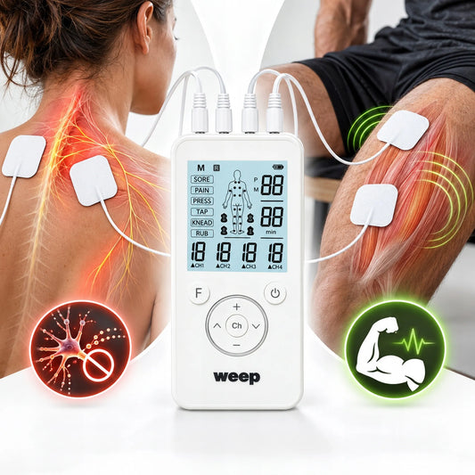 WEEP KTR-2652 medicininis TENS/EMS raumenų ir nervų elektrostimuliatorius, masažuoklis, 4 kanalų, 8 elektrodai