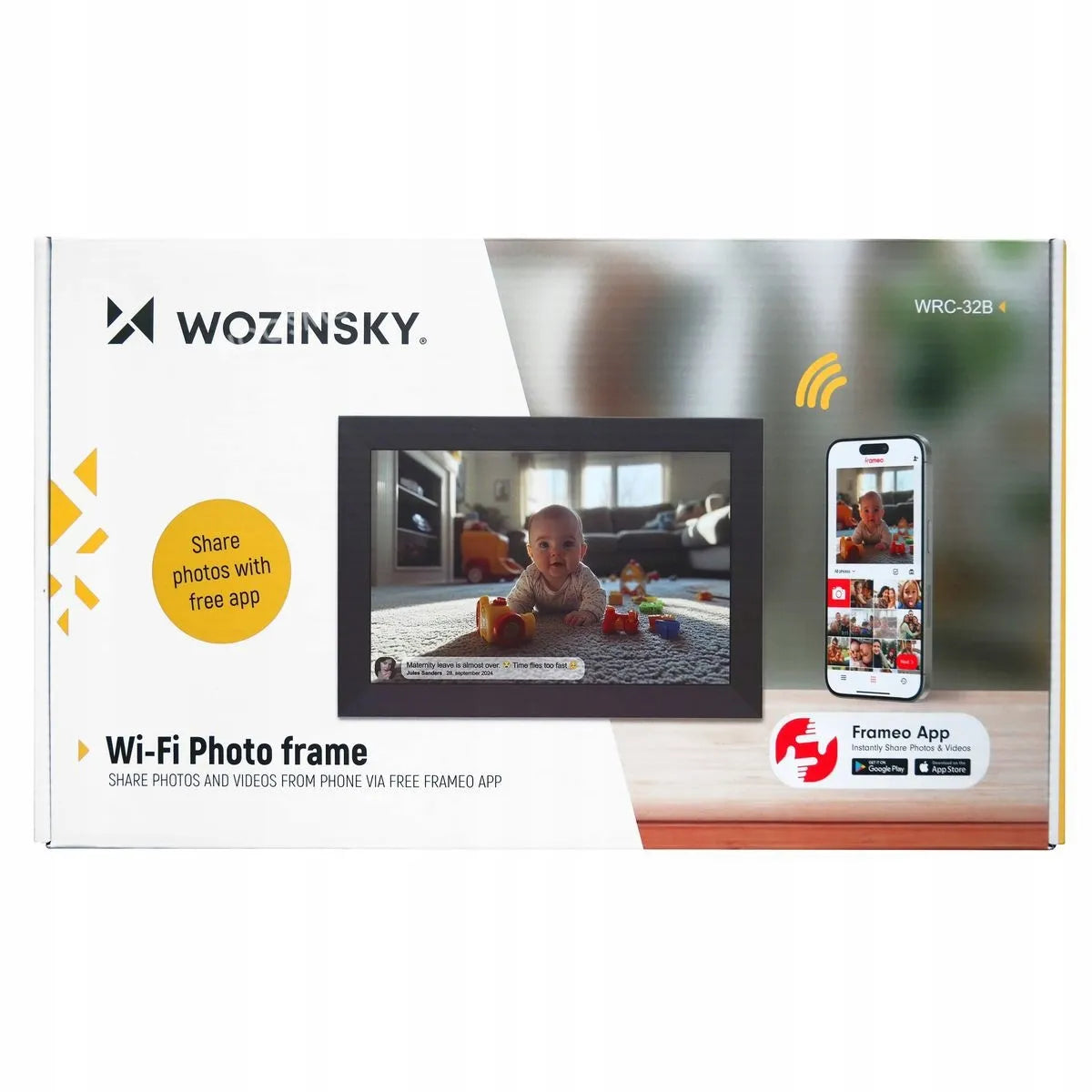 „Wozinsky“ skaitmeninis nuotraukų rėmelis 10,1″, jutiklinis IPS ekranas, „Frameo“, „Wi-Fi“, 32 GB, juodas